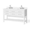 Clearpebble 60-Inch Cotton White Dual Sink Vanity