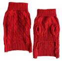 Small Red Cable Knit Turtleneck Sweater For Dogs