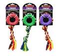 Tredz Rubber Tire And Rope Tug And Toss Dog Toy, Assorted