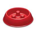12-Ounce Small Red Plastic Slow Feeder Dog Bowl