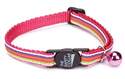 8 To 12-Inch Pink Stripe Nylon Cat Collar With Jingle Bell 