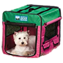 Small Collapsible Pet Crate — Pink/Green