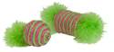 Kylie's Brights Raffia Spool And Ball With Feathers Cat Toy, 2-Pack 