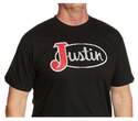 Mens Small Black Justin Logo Short Sleeve T-Shirt