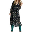 2-Extra-Large, Black And Concho Turquoise, Wrap Maxi Dress