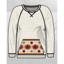 Tomboy Oatmeal Aztec Conceal Carry Relaxed Fit Long Sleeve Women's Sweatshirt, XS