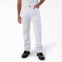 White Relaxed Fit Mid Rise Straight Leg Men's Painter's Pant, 32 in L X 40 in W