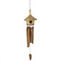 32-Inch Thatched Roof Birdhouse Bamboo Wind Chime