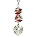 9-1/2-Inch Ruby Crystal Heart Cascade Suncatcher