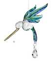 6-Inch Peacock Hummingbird Fantasy Glass Suncatcher