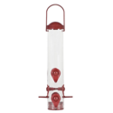 Red 2-In-1 Tube Bird Feeder, 1.8 Pound Seed Capacity