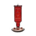 Red Square Antique Glass Bottle Hummingbird Feeder