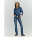 Davis Regular Fit Mid Rise Bootcut Boot Cut Blue Jean, 36 in L X 33 in W