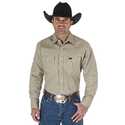 X-Large Khaki Cowboy Cut Western Snap Men's Long Sleeve Button Up