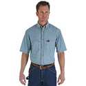 Large Tall Light Blue Riggs Workwear Men's Short Sleeve Button Up