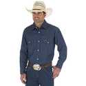 Large Stonewash Cowboy Cut Western Snap Men's Long Sleeve Button Up