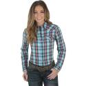 Blue Fashion Button Regular Fit Long Sleeve Women's Shirt, 2XL
