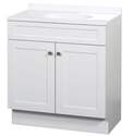 36 x 35 x 18-Inch White 2-Door Shaker Vanity With White Cultured Marble Top
