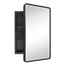 16 X 24-Inch Matte Black Swing Door Rounded Corner Rectangular Medicine Cabinet With Mirror