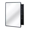 24 X 30-Inch Matte Black Swing Door Rounded Corner Rectangular Medicine Cabinet With Mirror