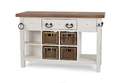 Umbria Kitchen Island, Small, White Harvest With Driftwood Top