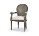 Tulip Rattan Back Dining Arm Chair, Brown Suede, Walnut Fabric