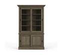 88-Inch Hudson Bookcase With 2 Sliding Doors, Fortofino, Brown Suede, Light Distressed