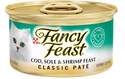 Fancy Feast Grain Free Cod, Sole & Shrimp Feast Pate Canned Cat Food, 3-Ounce
