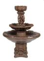 Two-Tier Round 3 Cherubs Deep Bowl Fountain With Drill Hole In Espresso Finish