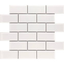 2-Inch x 4-Inch Bright White Beveled Brick Mosaic Porcelain Tile On 12-Inch x 12-Inch Sheet, Each