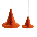 Orange Honeycomb Paper Witch Hat Set Of 2