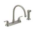 Brushed Nickel Hi Rise Kitchen Faucet With Side Sprayer