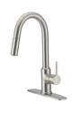 Stainless Steel 1-Handle Contemporary Kitchen Faucet With Pull-Down Sprayer