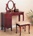 Traditional Vanity And Stool With Fabric Seat