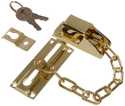 Keyed Door Chain Lock - Brass Plated