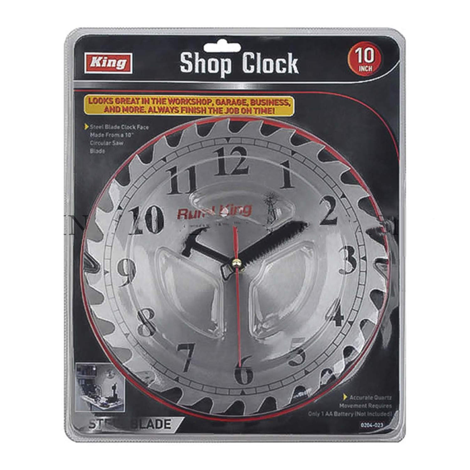 King Tools & Equipment 02040 10Inch Circular Saw Blade Shop Clock at