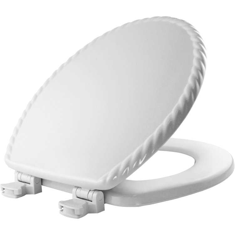 Mayfair/Bemis 23EC000 Round Molded Wood Rope Design Toilet Seat White