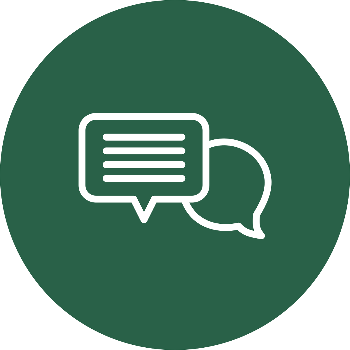 Conversation bubbles icon on green circle