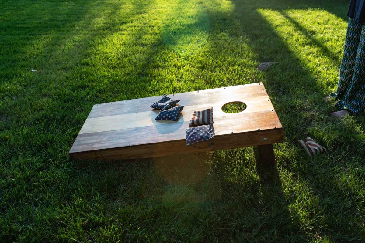 DIY corn hole game boards.
