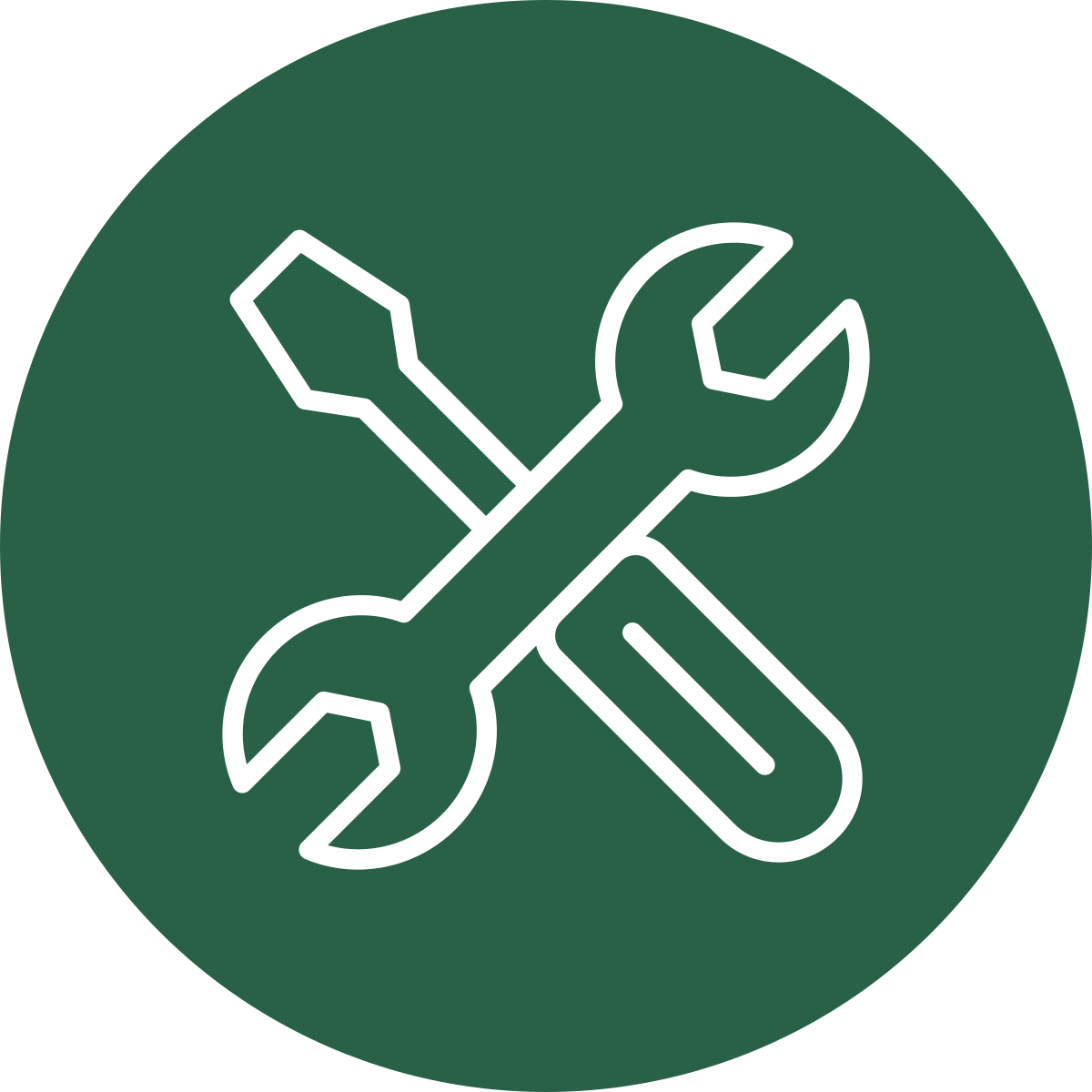 Tools icon on green circle