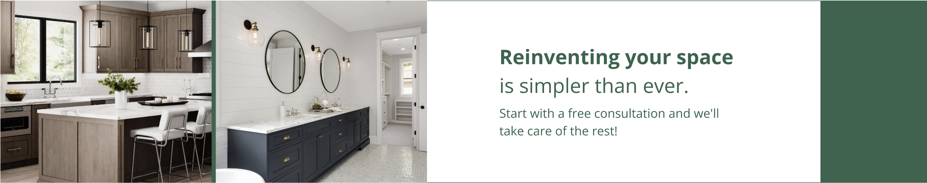 Completed kitchen and bathroom. Reinventing your space with Sutherlands is simpler than ever.