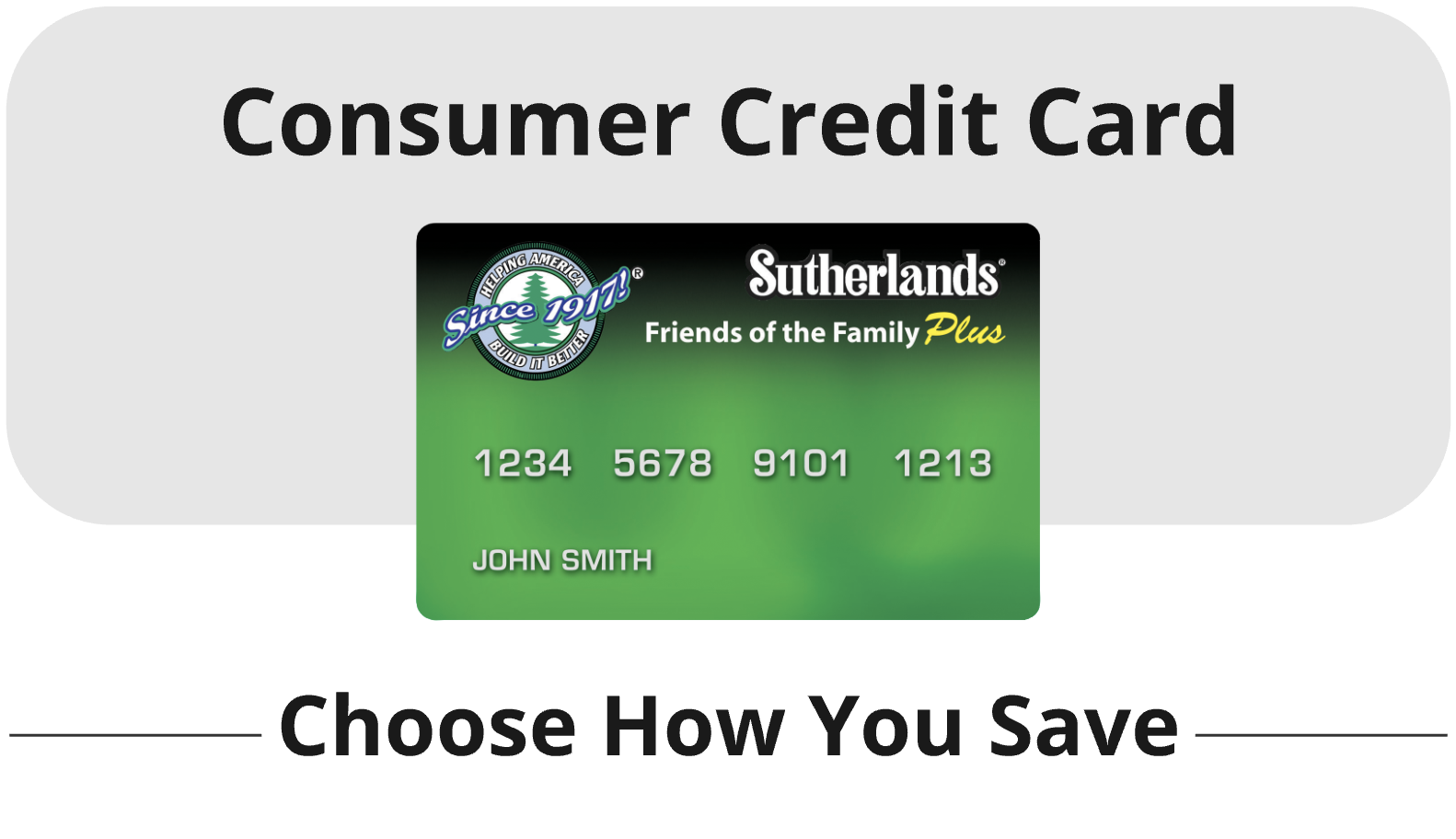 Consumer credit card on a gray background.