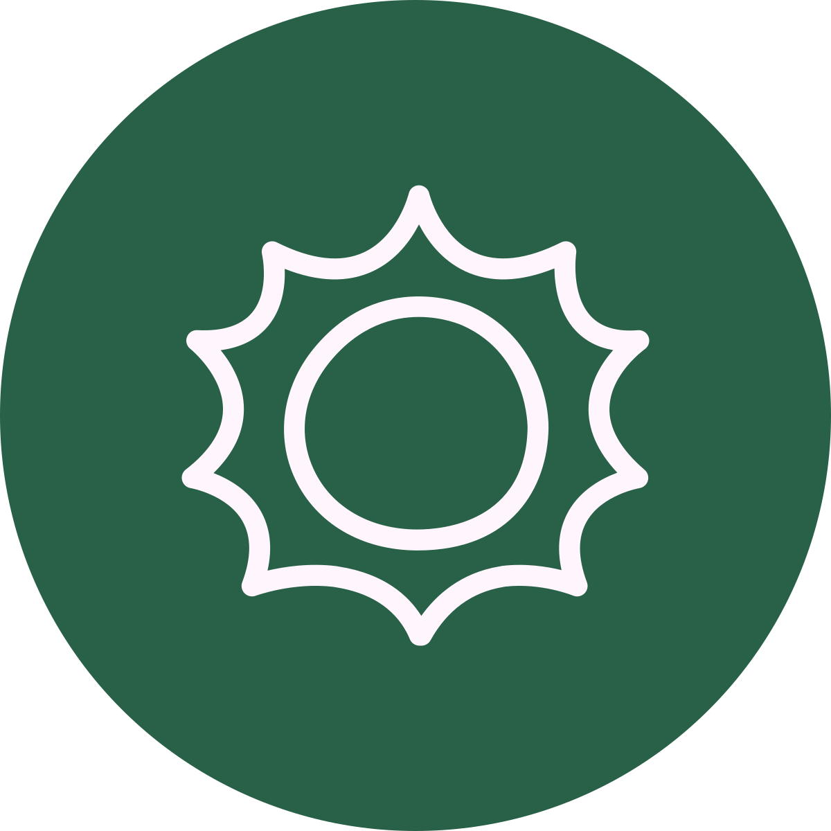 Sun icon on green circle.