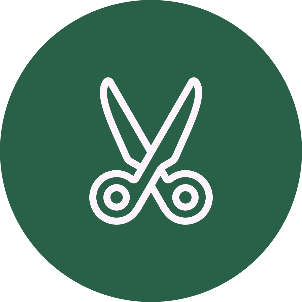 Scissor icon on green circle