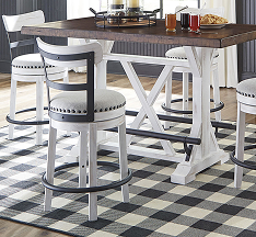 Rustic white barstools with backs