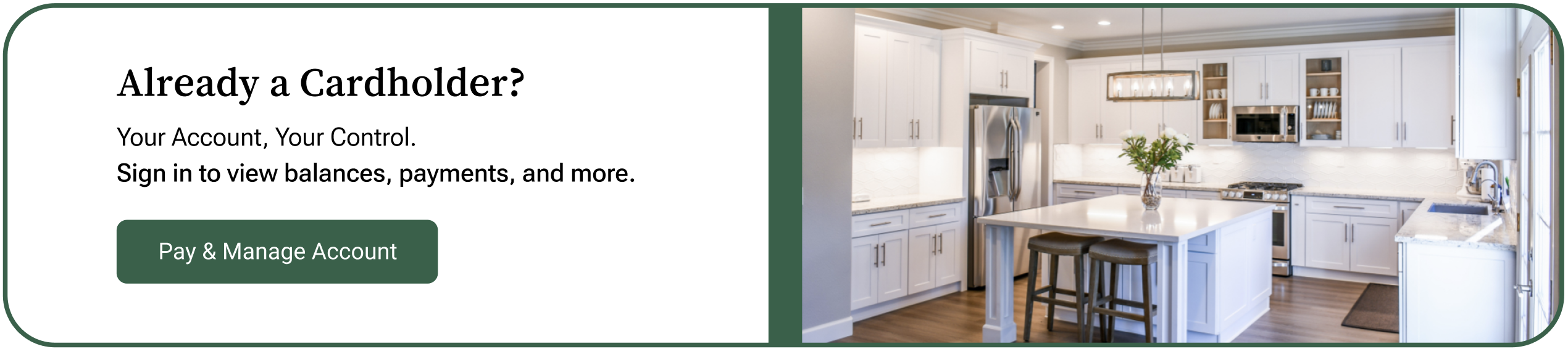 Already a Cardholder? Click here to pay and manage your account.