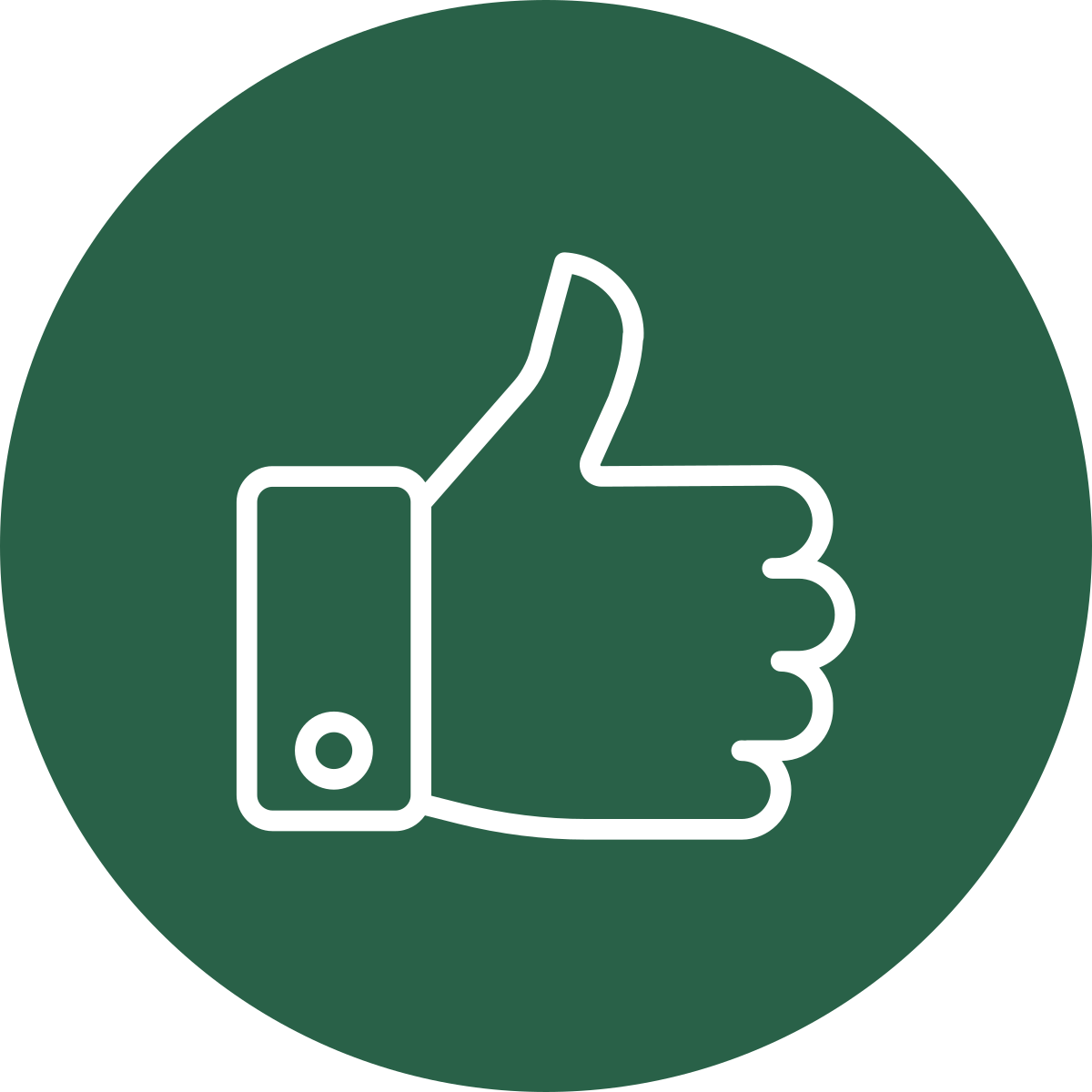Thumbs up icon on green circle
