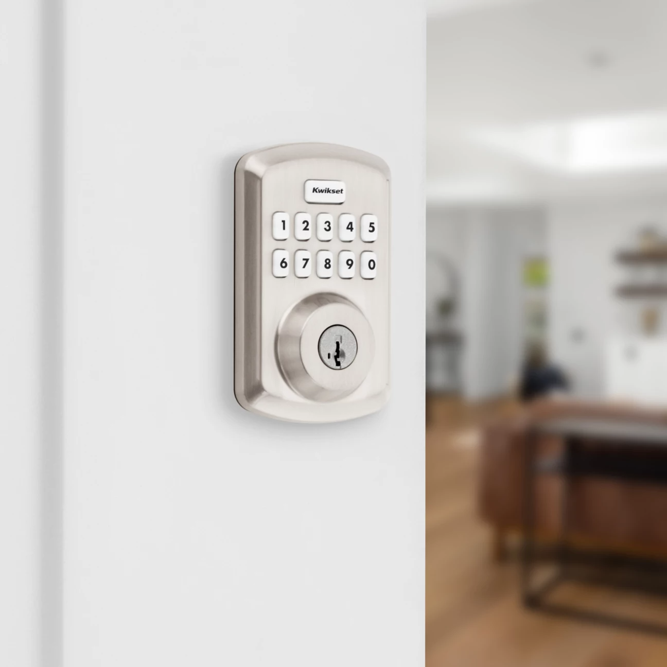 Satin nickel exterior smart lock