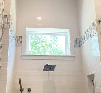 Built-in wall shower window sill