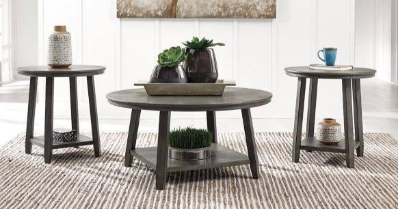 Wooden coffee table and side table set.